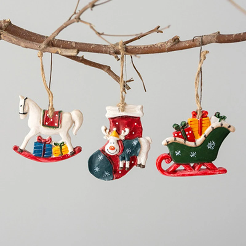 Christmas Socks Elk Horse Tree Decoration Pendants Hanging Ornaments Crafts Gifts Xmas 2024 New Year Party Wedding Decor Gifts