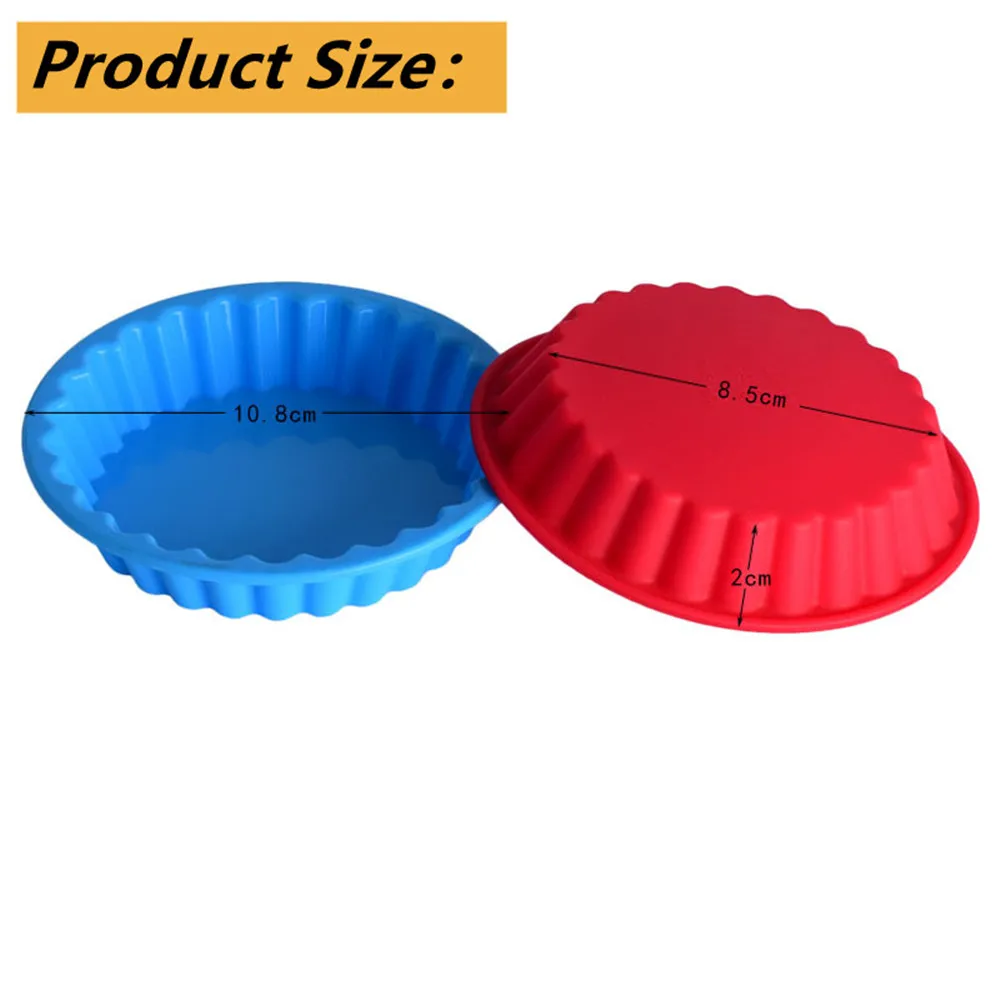 1pcs Silicone Tart Molds Mini Quiche Trays Non-stick Round Fluted Flan Pan With Loose Bases Cake Mould Tools Pastry Bread Mold