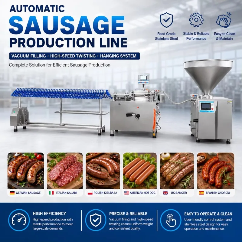 Industrial Vacuum Sausage Production Line Auto Twisting Sausage Making Processing Machinery