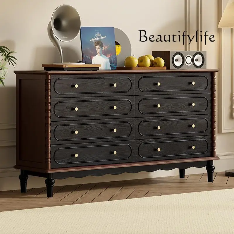 

Medieval French retro pure solid wood bedroom living room locker American living room home high-end