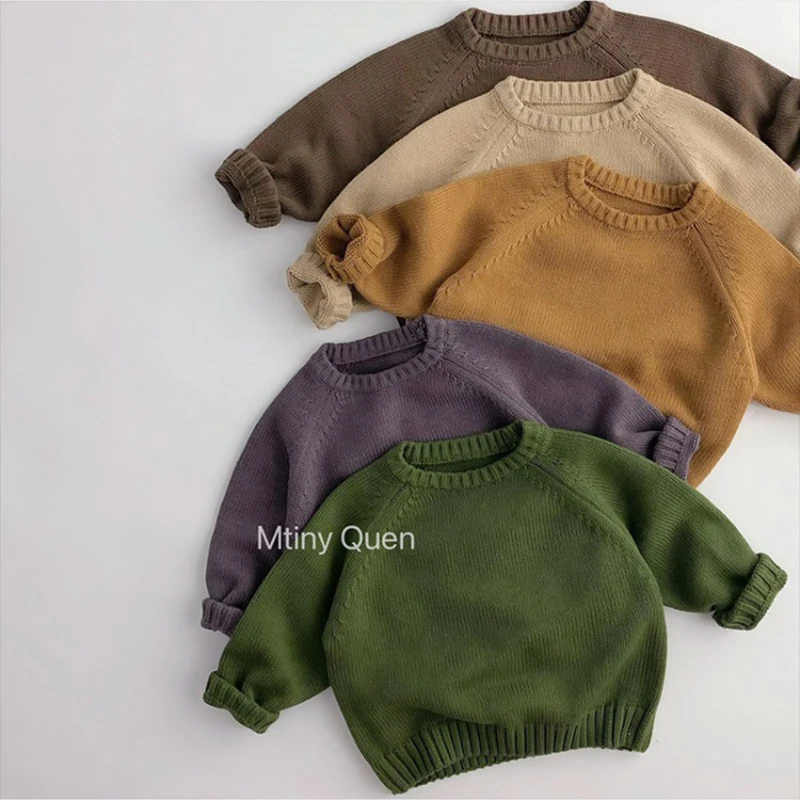 Boys Knitted Sweater Cardigan New Autumn Baby Coarse Wool Hemp Retro Cardigan Girls Coat 1 2 3 4 5 6 7 8 Years Kids Clothes