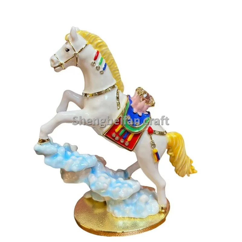 

Metal Craft Enamel Horse figurine Jewelry Box Counter Decoration Bithday Gift Trinket Box For Home Decoration