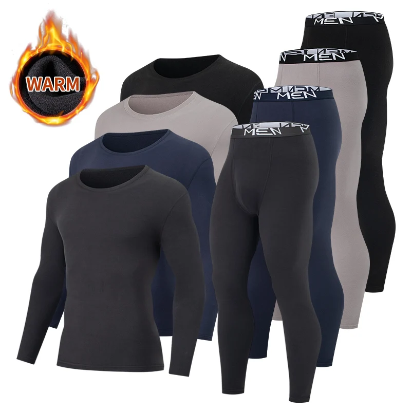 2-piece Men's Autumn And Winter Solid Color Thermal Underwear Set Comfortable For Teenagers Sports And Leisure Base Inner Layer