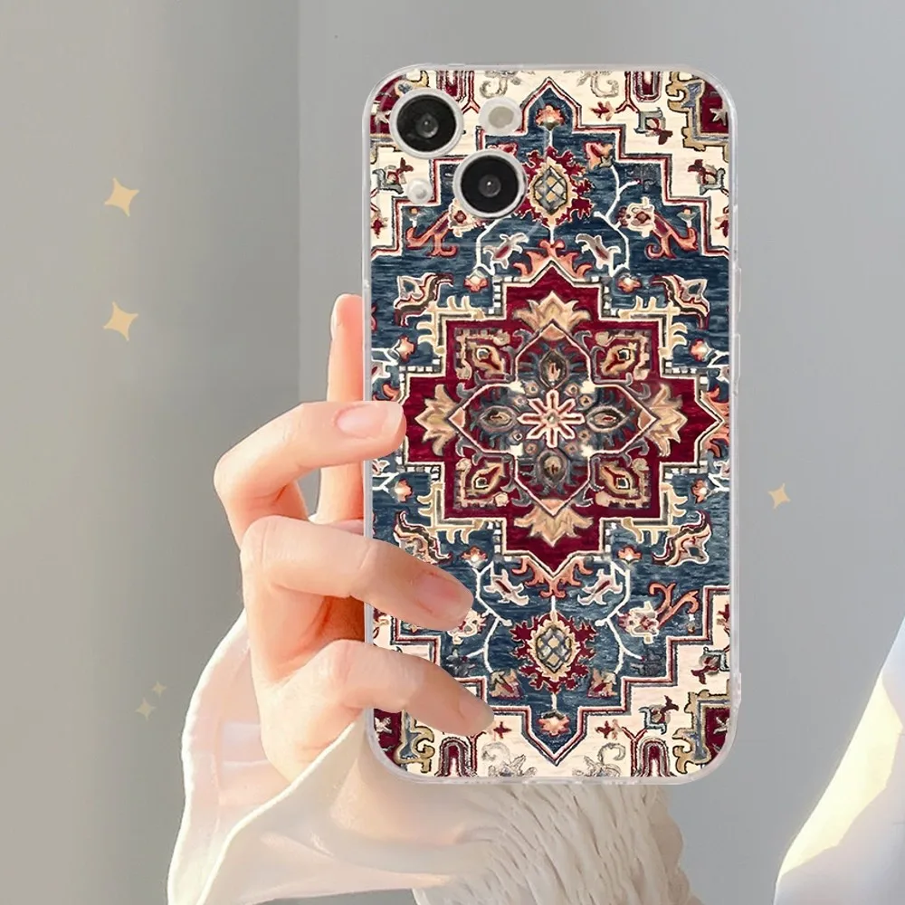 Persian carpet Floral pattern Phone Case Silicone Soft for iphone 15 14 13 12 11 Pro Mini XS MAX 8 7 6 Plus X XS XR Cover