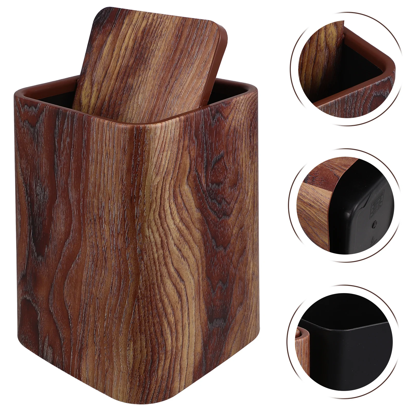 

Винтажная деревянная качающаяся крышка, мусорный бак в стиле ретро для дома, отеля, офиса, кухни, спальни, ванной комнаты, корзина для мусорной бумаги