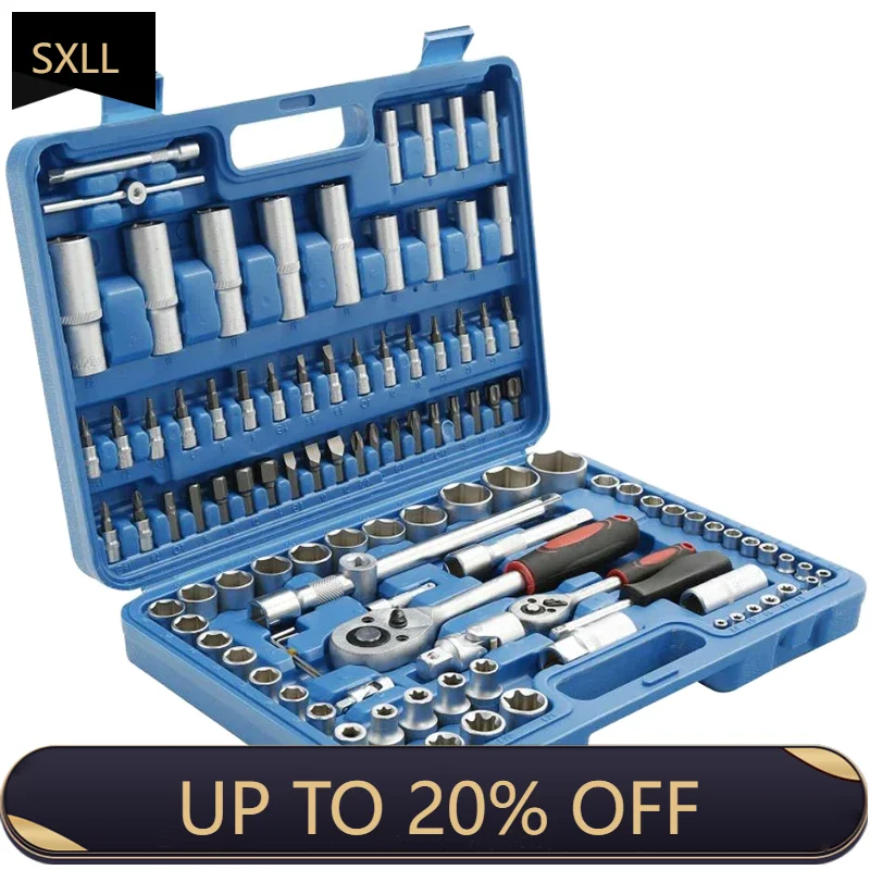 

SXLL 108 Pieces Auto Repair Manual Kit Custom Packaging Box Key Wrench Ratchet Various Specifications OEM Support