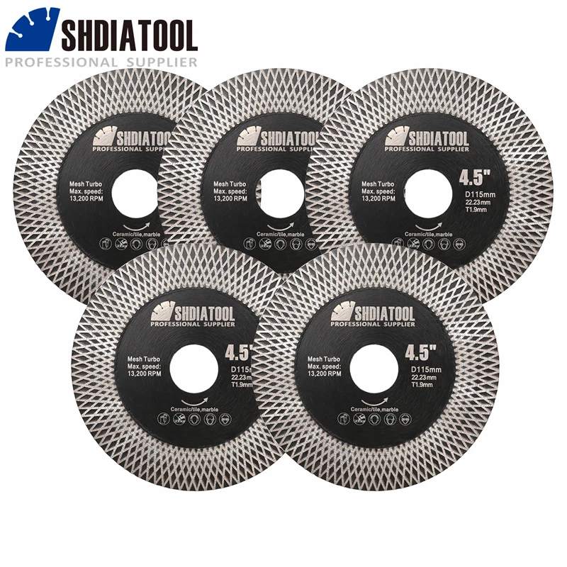 SHDIATOOL Dia115mm X Mesh Diamond Saw Blade Cutting&Grinding Both Sided Disc Ceramic Tile Marble 4.5inch Circular Cutter Plate