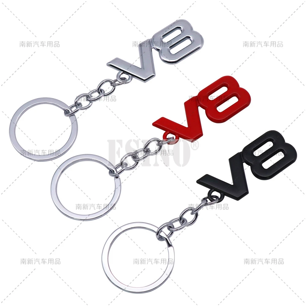 Car Styling 3D Metal Zinc Alloy Metal V8 Logo Key Chain Keychain Key Ring for Nissan Platinum Armada Patrol Titan