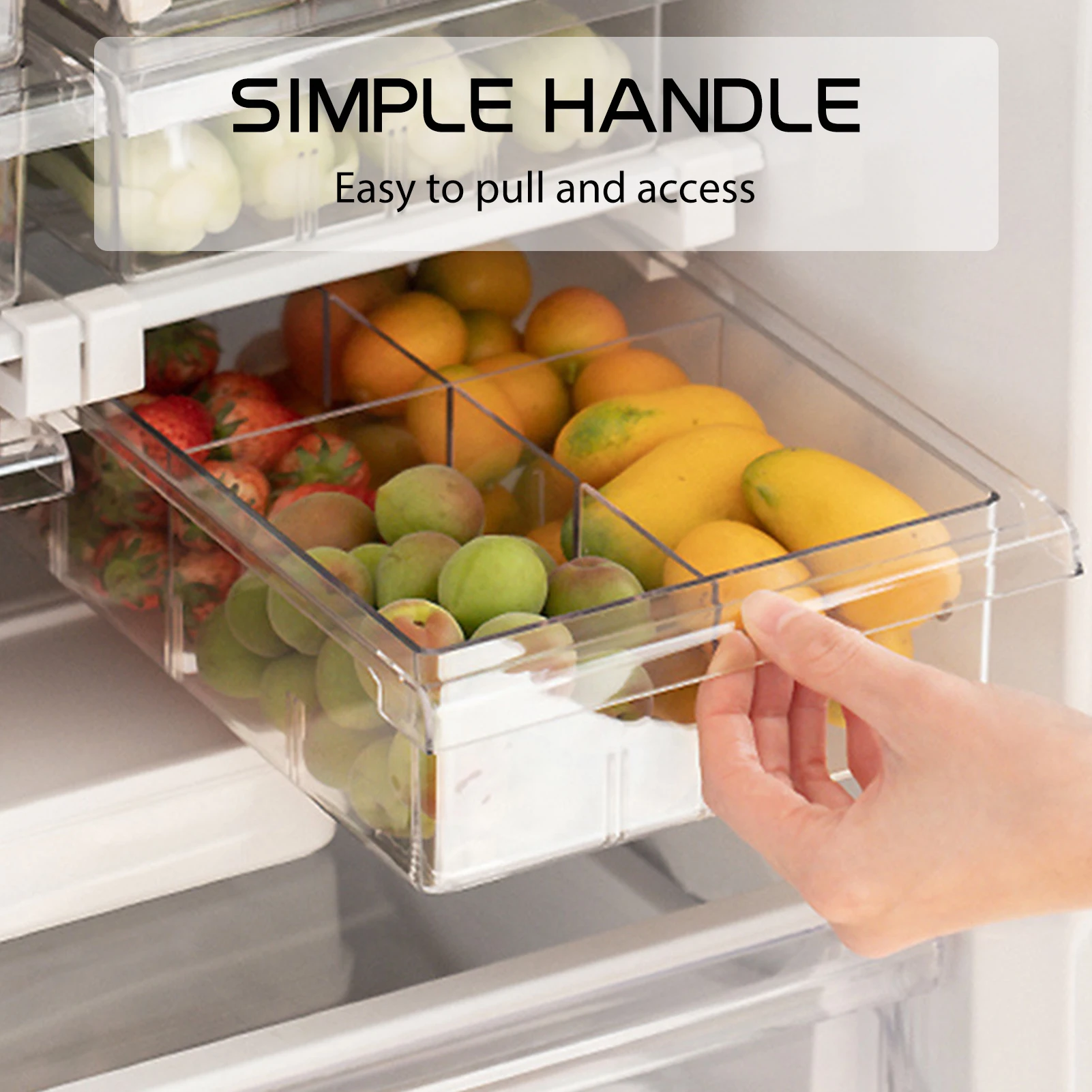 Refrigerator Storage Box Portable Basket Large Capacity Vegetables Egg Fruit Holder Clipping Hanging Drawer Kitchen Storage