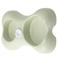 Pet Double Bowls Green Color Plastic Bowl for Dogs Cats Stable Bottom Easy Feeder Dog Food Container Water Fountain Pet