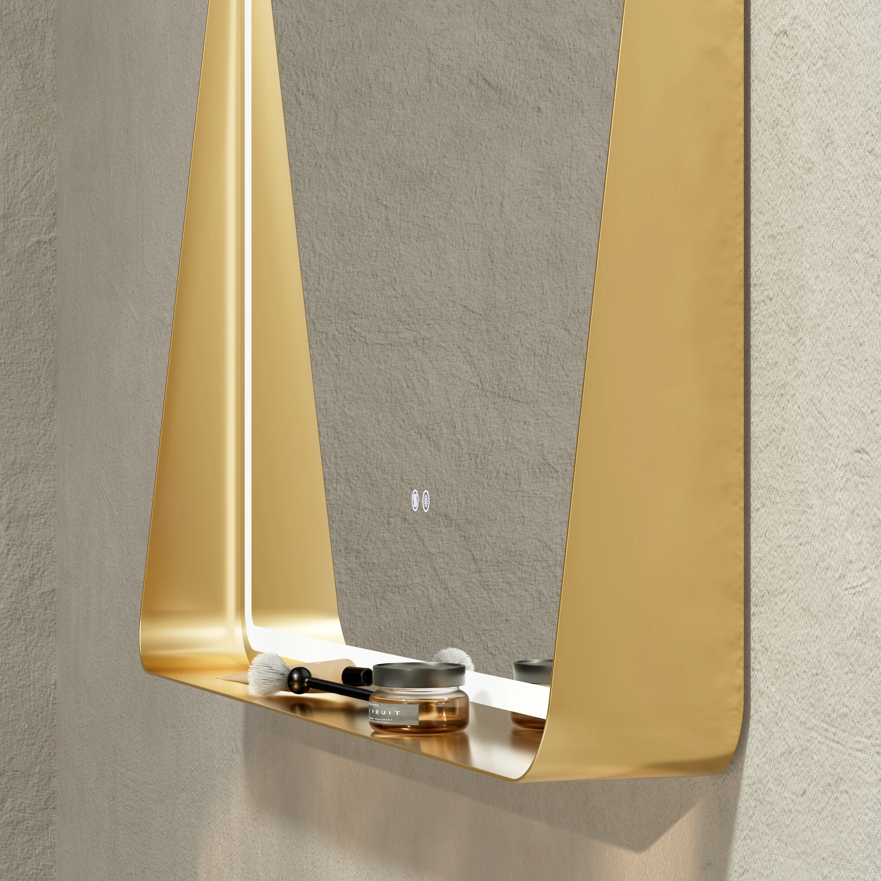 Manufacture New Design LED Light Rectangle Dimmer Mirror Light Vanity Makeup Metal Frame Bathroom LED Mirror with Holder
