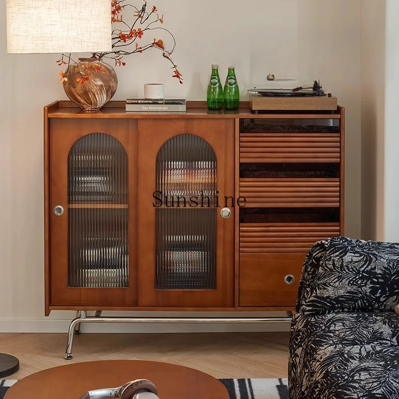 

Retro solid wood dining edge integrated against the wall living room kitchen coffee machine table tea cabinet