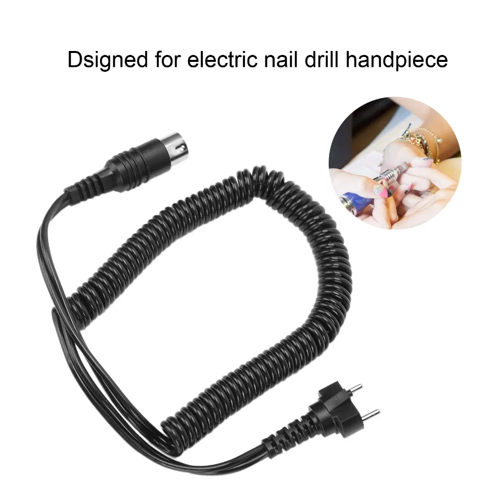 3-Plug Nail Drill Handpiece Cord Black Color Easy Installation Disassembly Electric Nail Drill Cord Replacement Accessory
