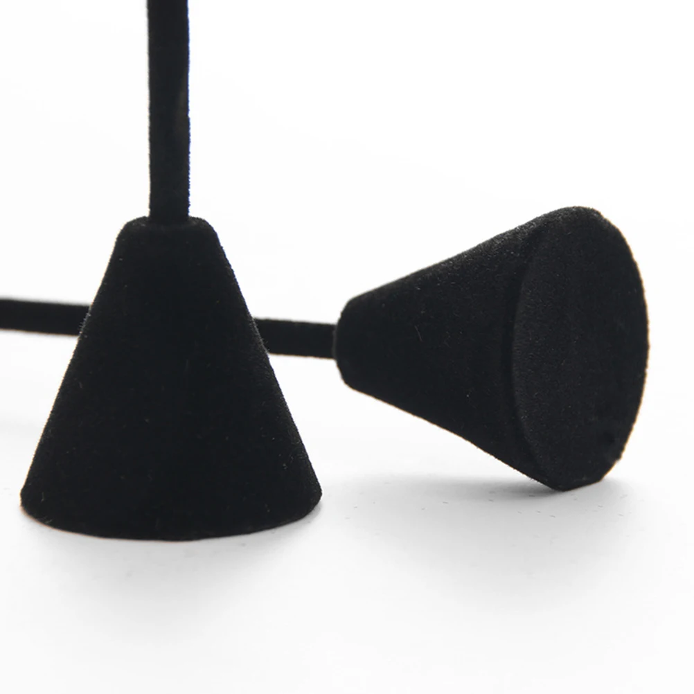 

2pcs Black Earring Flocking Jewelry Rack Display Organizer Storage Stand For Rings Watches Holder T-Shaped Elegant Dust Free