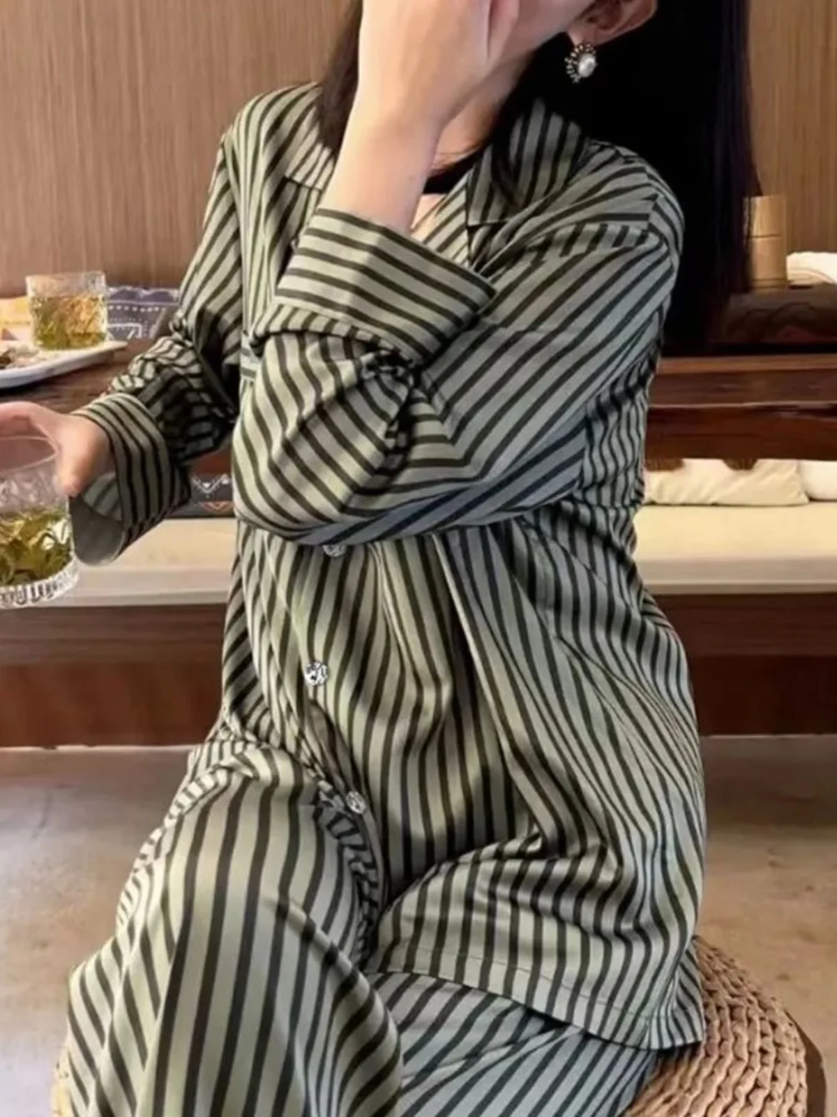 

Тонкий длинный полосатый комплект irt, мужская повседневная одежда Long Sve Slim Fit, домашняя одежда, удобная дышащая осенняя одежда