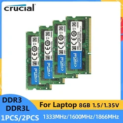 1/2pc Crucial 8GB Laptop RAM 16GB Kit (8GBx2) DDR3/DDR3L 1866 MT/s (PC3-14900) Unbuffered SODIMM 204-Pin Memory-CT51264BF186B