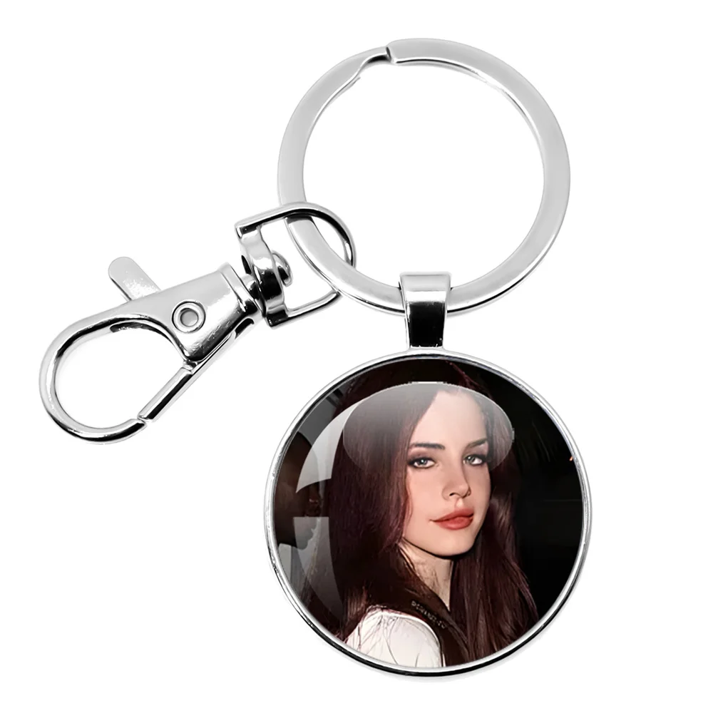 Singer Lana Del Rey 20MM/25MM Glass Pendant Keychain Jewelry Accessories Souvenir Key Ring Fans Gift Born to Die Candy Necklace