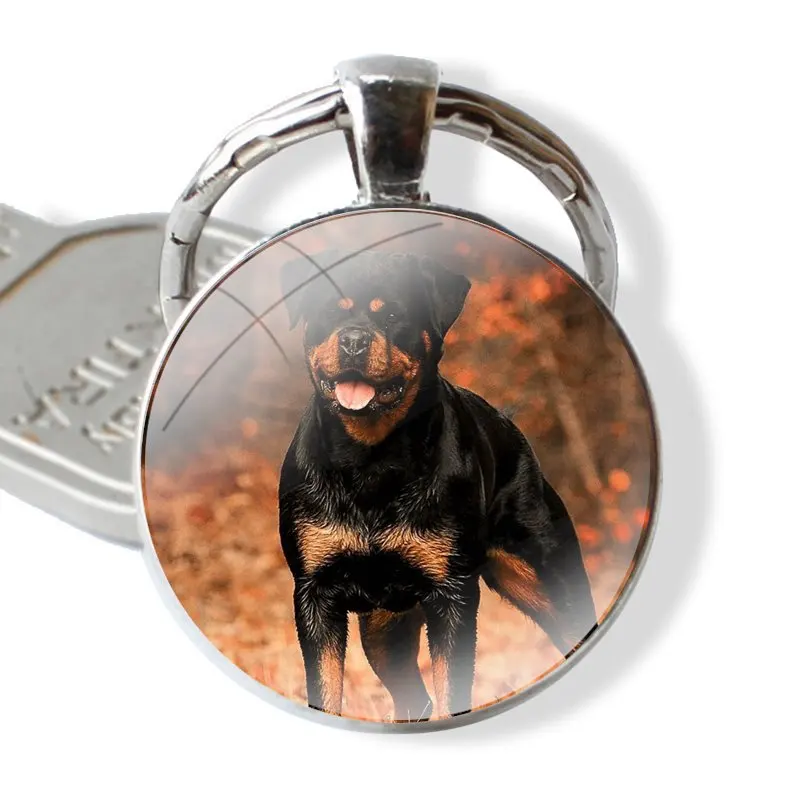 glass cabochon keychain Car key chain Charms keychains Gifts Rottweiler Dog Accessories Phone Cases Covers