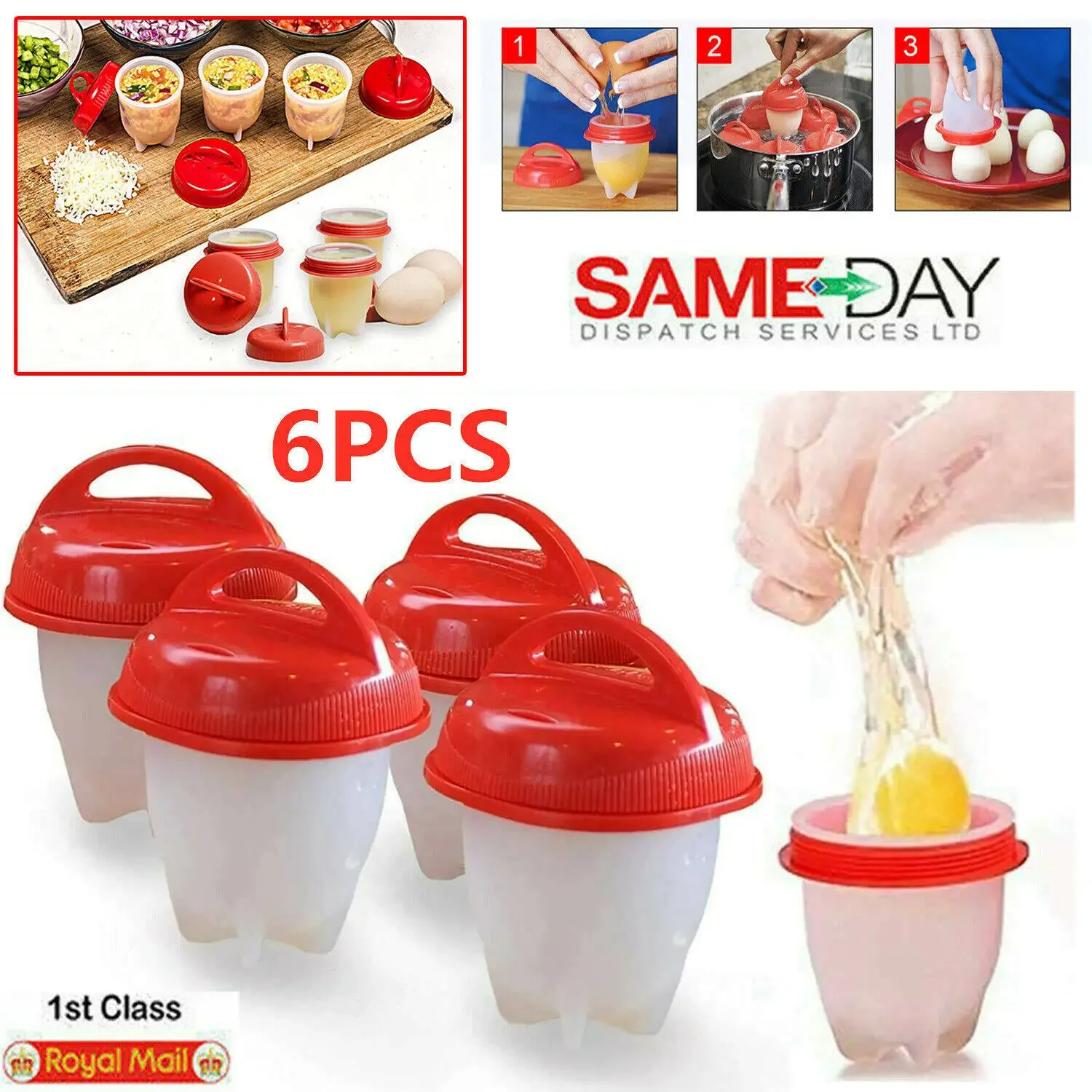 6Pcs Egg Boiler for Breakfast Kitchen Egg Cooker Boiled Eggs Mold Cups Steamer Cooking ToolNo Messy Shells Silicone Hard Boiled