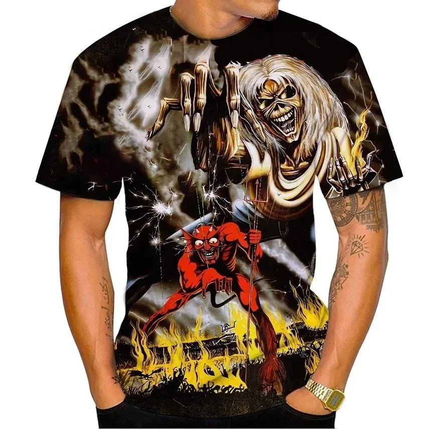 Hot-selling Reggae Style T-shirts Trendy Street Men's Hip-hop Short-sleeved Tees 3D Ghost Pattern Printed Unisex T-shirt