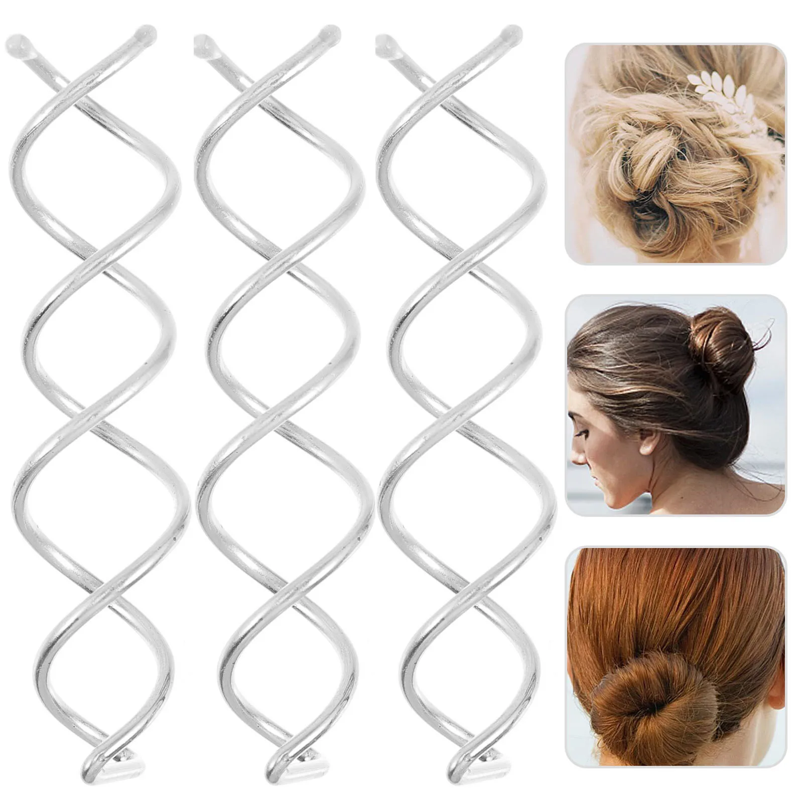 

20pcs Spiral Hair Clips Flexible Twist Bun Maker For Long Hair Women Girls Wedding Bride Hairstyle Accessories Silver