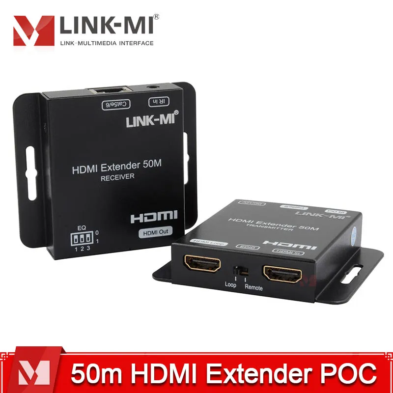 

50m HDMI Extender with loop out Support 1080P@60Hz POC Copy local and remote EDID HDMI Extender 50M over single Cat5e/6 cable