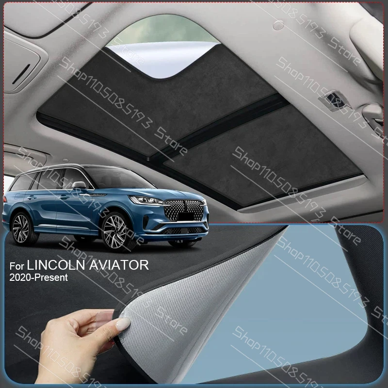 Car Suede Fabric Anti-uv Electrostatic Adsorption Sunroof Sunshade For LINCOLN AVIATOR 2020-2026 Auto Heat Insulation Skylight