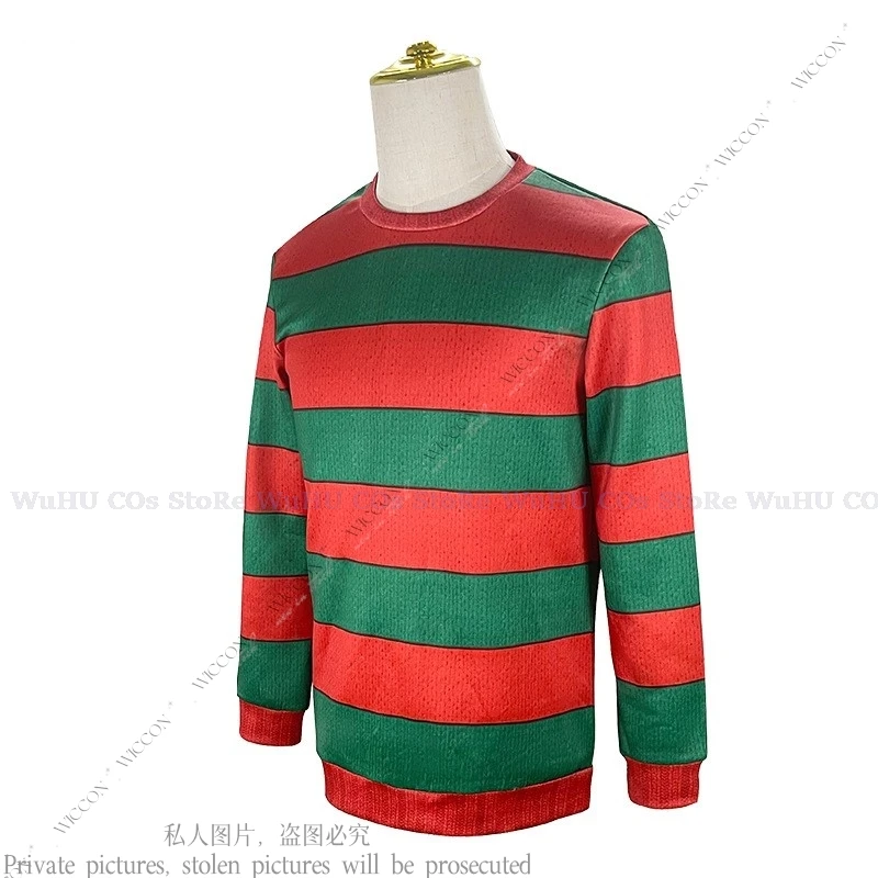 Freddy Halloween Party Cosplay Costume Set, Pesadelo, Freddy Krueger, Tops cristãos, Mulher, Homem, Adulto, Criança, Roupa assustadora