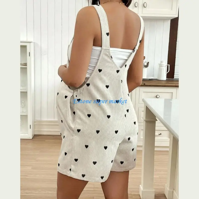 090B Comfortable Maternity Overalls Shorts With Adjustable Straps And Stylish Print