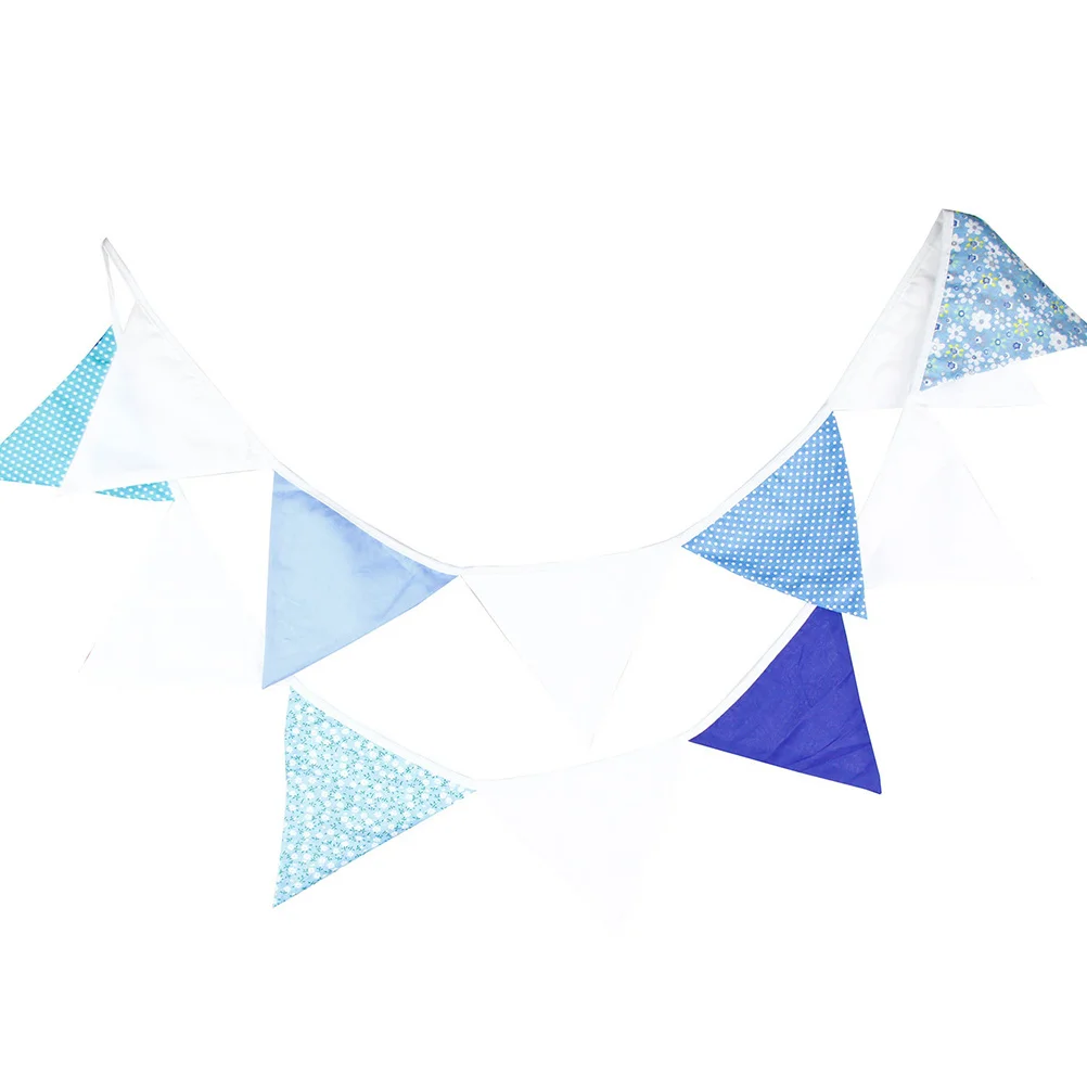 

1Pcs Blue White Triangle Pennant Banner Wedding Decoration Party Birthday Bunting Banner Indoor Outdoor Use Triangle Bunting