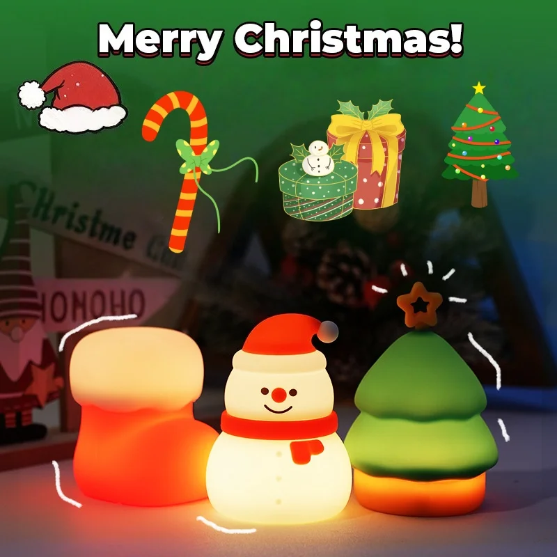 عيد الميلاد سيليكون ضوء الليل قابلة للشحن الحضانة ضوء الليل الجدة اللون تغيير اسفنجي أباجورة لهدايا عيد الميلاد #1