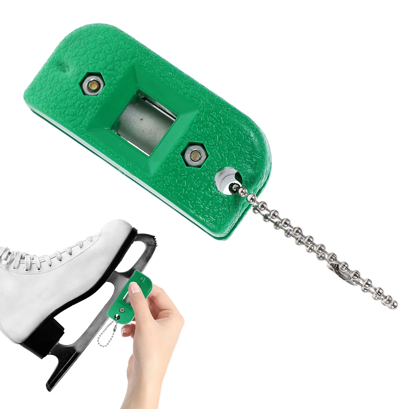

Ice Skate Sharpener White Sandstone Portable Key Chain Shoe Conditioner Hockey Skate Tool Durability Skid Proof Wearable