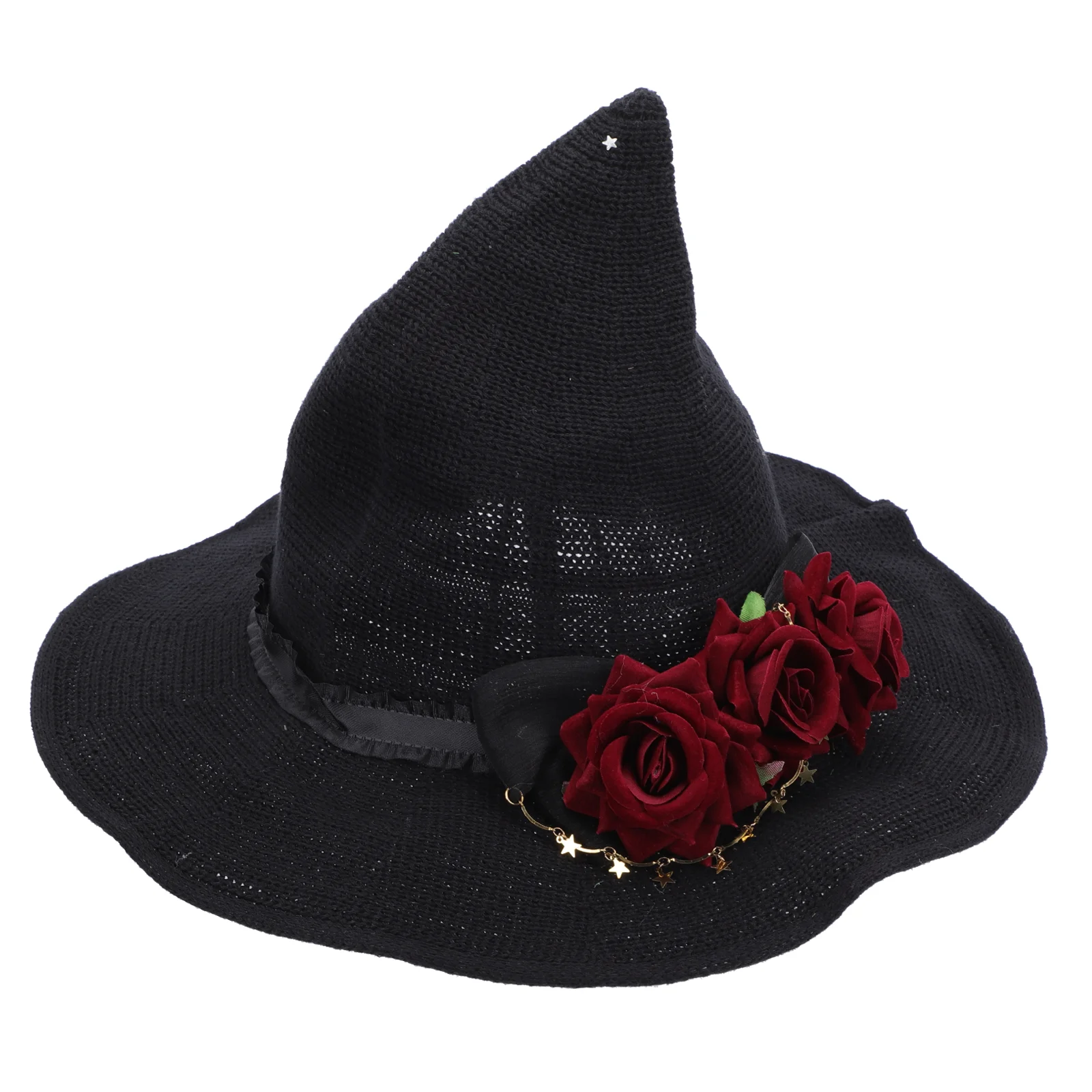 

Halloween Witch Costume Prop Rose Decor Plastic Headwear Party Creative Lolita Witch Hat Accessories Lolita Creative Hat