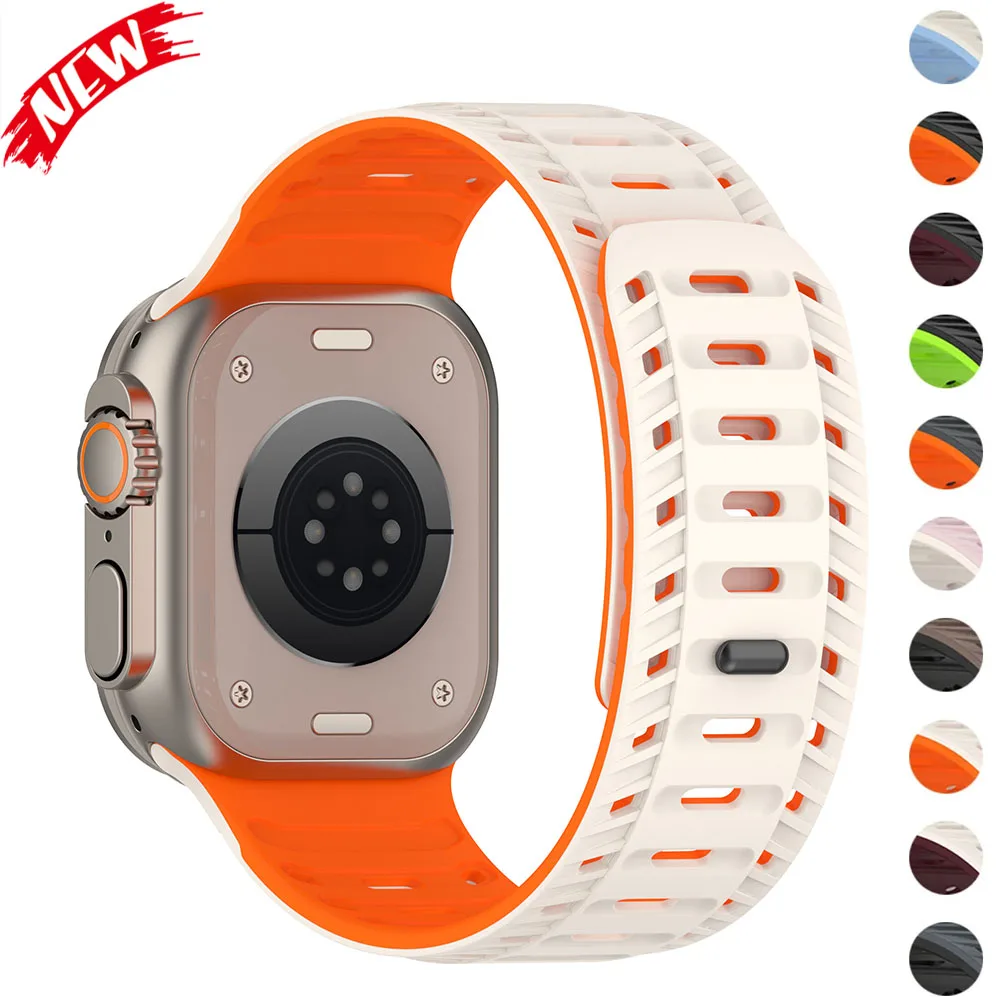 Magnetisches Armband für Apple Watch Ultra 3/2 49mm 42 44 45 46mm Silikon-Armband IWatch Series 11 10 9 8 7 6 5 Se Bänder Zubehör