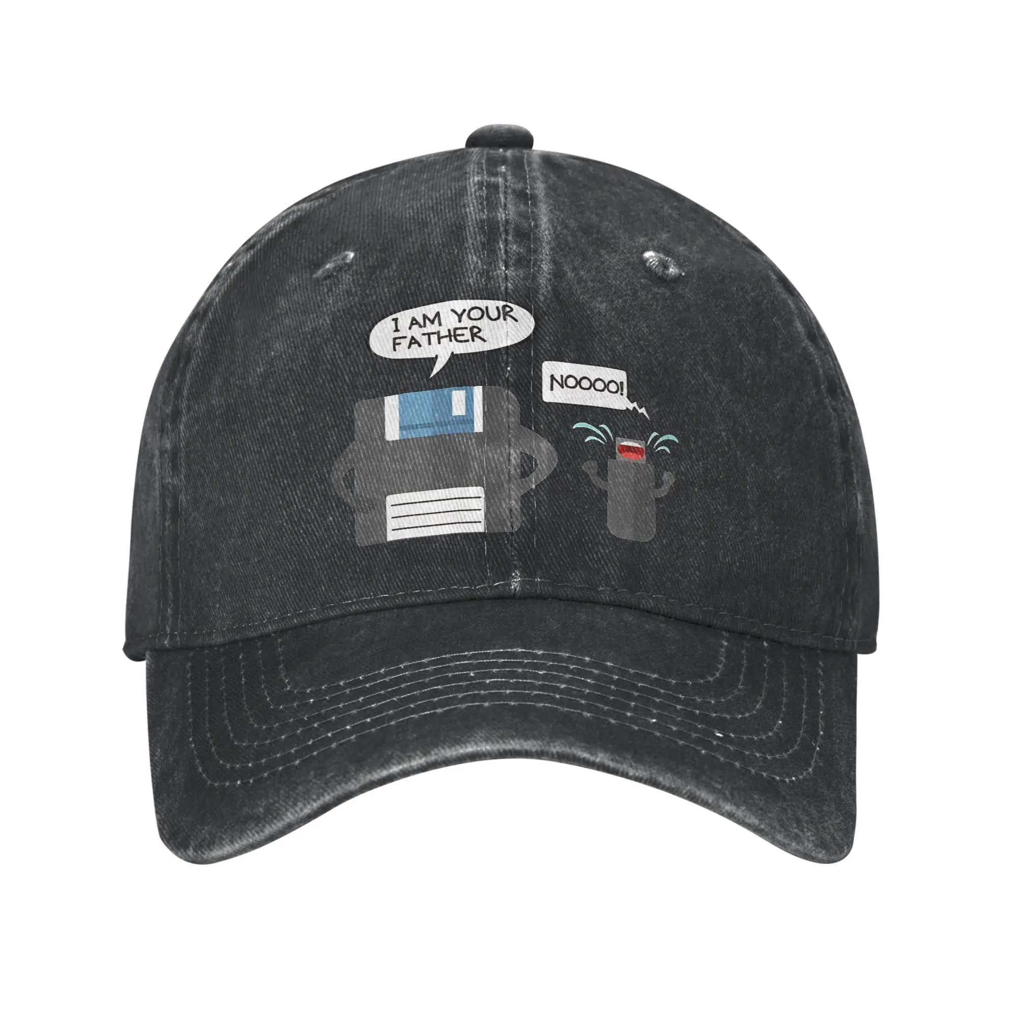 I Am Your Father Floppy Disk USB Baseball Cap Vintage Distressed Denim Headwear Unisex Outdoor Summer Unstructured Soft Hats Cap