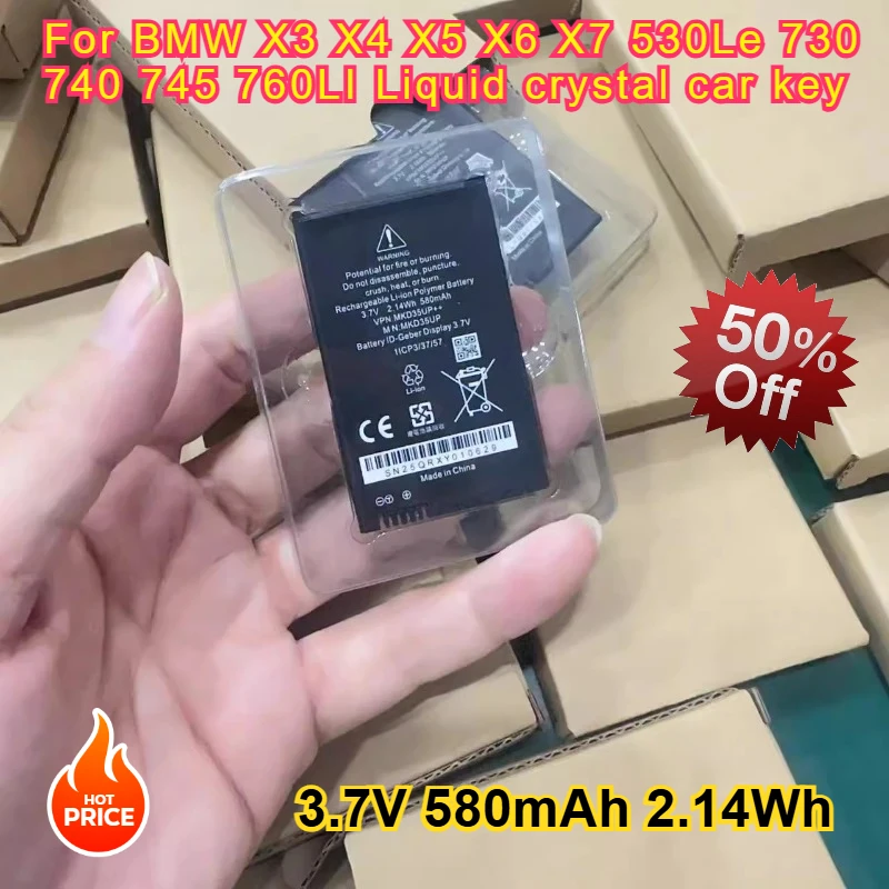 New 3.7V 580mAh 2.14Wh Replacement Battery for BMW X3 X4 X5 X6 X7 530Le 730 740 745 760LI 9442976-01 6814351 1ICP3/37/57 D-80788