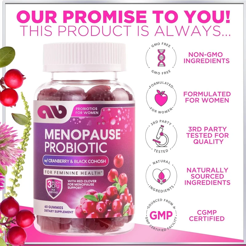 Menopausal probiotics, natural menopausal relief of hot flashes, nighttime sweating, immune support -60 gummies