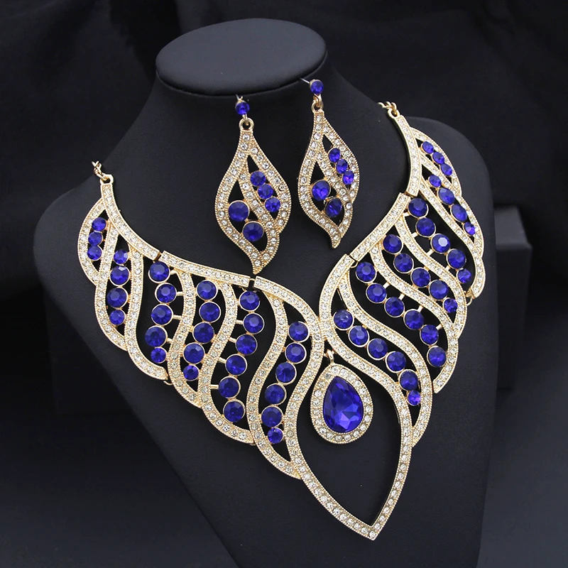 Fashion Jewelry Sets for Women Rhinestone Choker Necklace Sets for Bride Luxury Bridal Wedding Costume Jewelry Party Prom