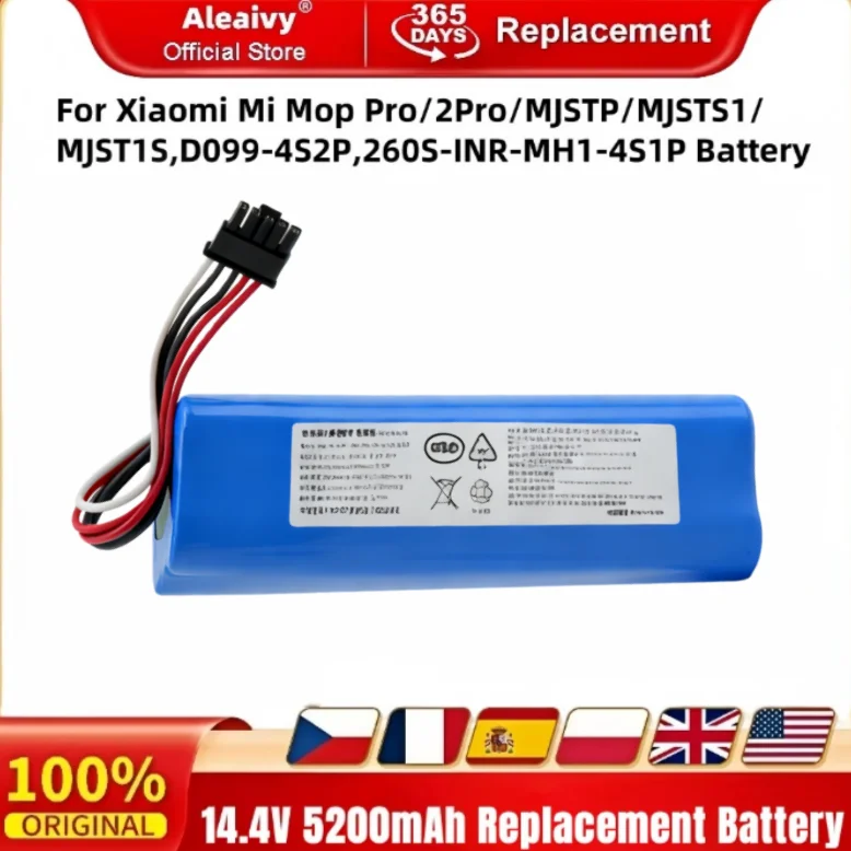 

4S2P Battery 14.4V 6500mAh for Xiaomi Mi Robot Vacuum-Mop 2 Pro Replacement for Model MJSTS1 C101 MJSTP Perfect Fit 74.88Wh