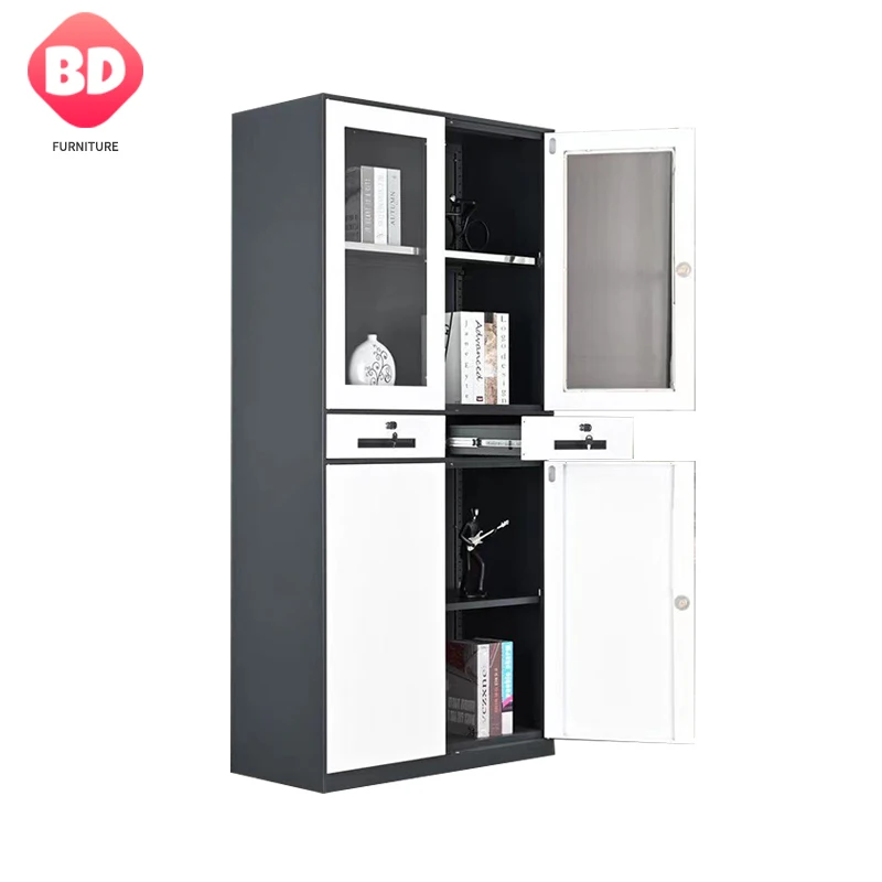 Metal File Cabinet Modern Foldable 2-door Steel Cupboard with Lock Heavy Duty Storage for Home Office