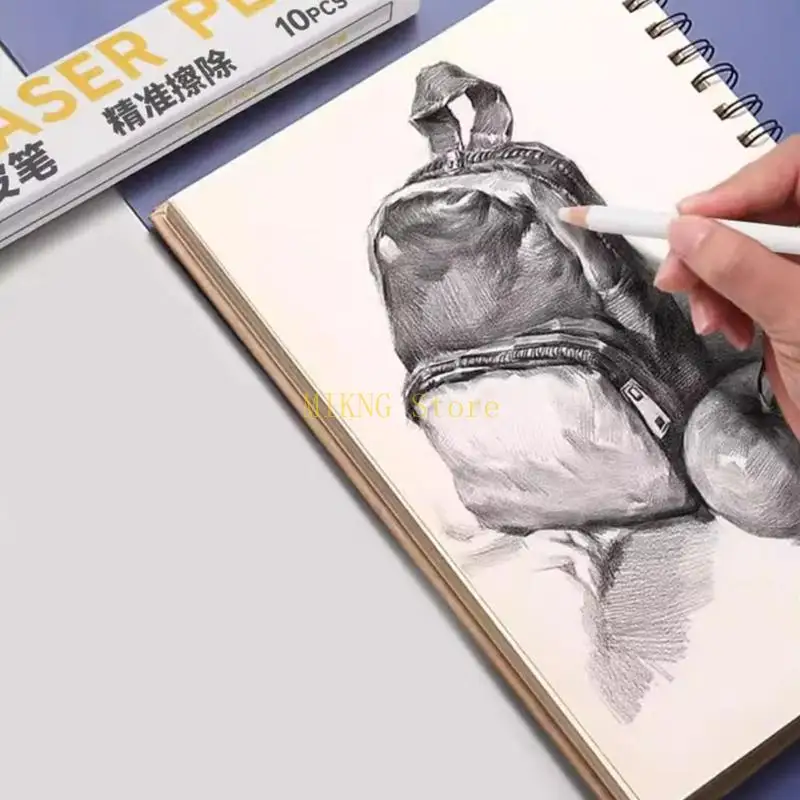 10 PCS White Magics Erasers Pen a borde madera para trabajos detalles precisos en dibujo proyectos dibujo y