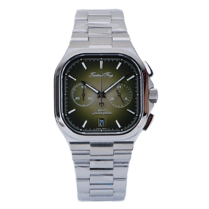 

Tactical Frog Men Chronograph Watch Panda Quartz Wristwatch Square Watches 10ATM Waterproof BGW-9 Luminous Sapphire VK64
