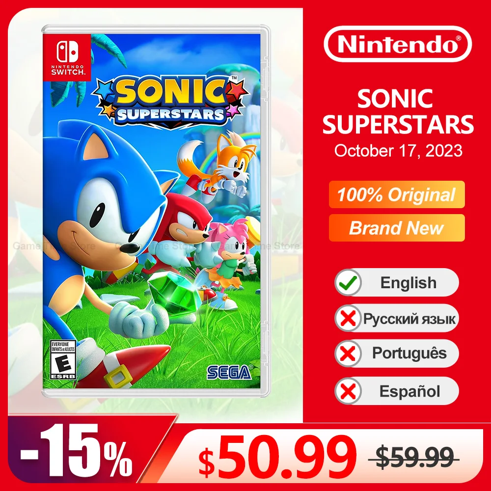 

SONIC SUPERSTARS Nintendo Switch Game Deals 100% Original Physical Game Card Platformer Genre Support Multiplayer for Switch