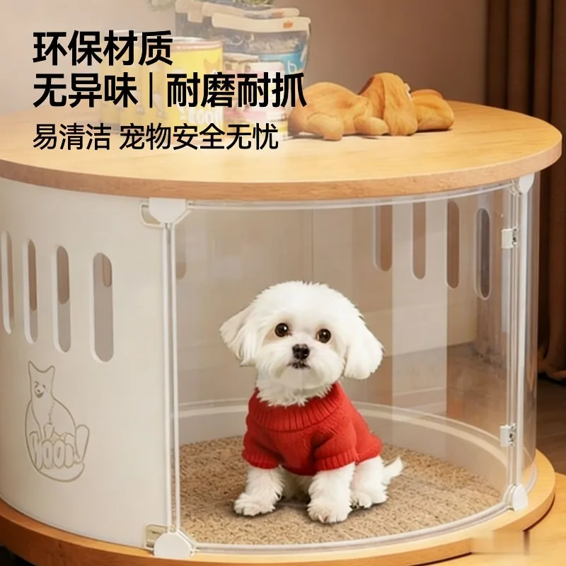 Wood solid wood round cat and dog house villa, household visual acrylic cat c