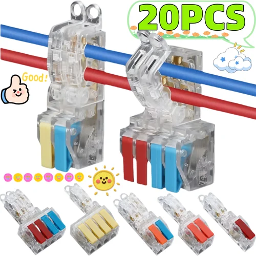 Conectores de cables eléctricos tipo T, orificio de fijación, bloqueo de empalme, bloque de terminales de cableado de Cable rápido, conector de Cable de palanca de núcleo de cobre