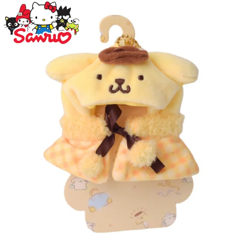 Japanese New Cute Sanrio Melody Kuromi Hello Kitty Cinnamoroll Pochacco Cartoon Doll Cape Clothes Pendant Keychain Kids Gift 8cm