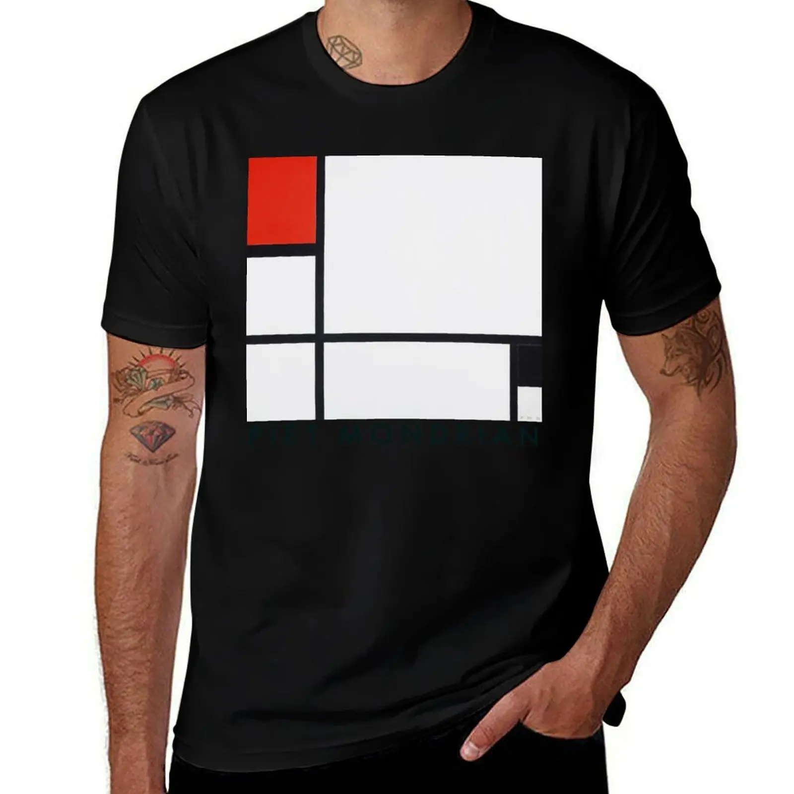 

Piet Mondrian Composition No I With Red And Black (1922) Abstract Expressionist T-Shirt Lightweight Casual Summer T-Shirt