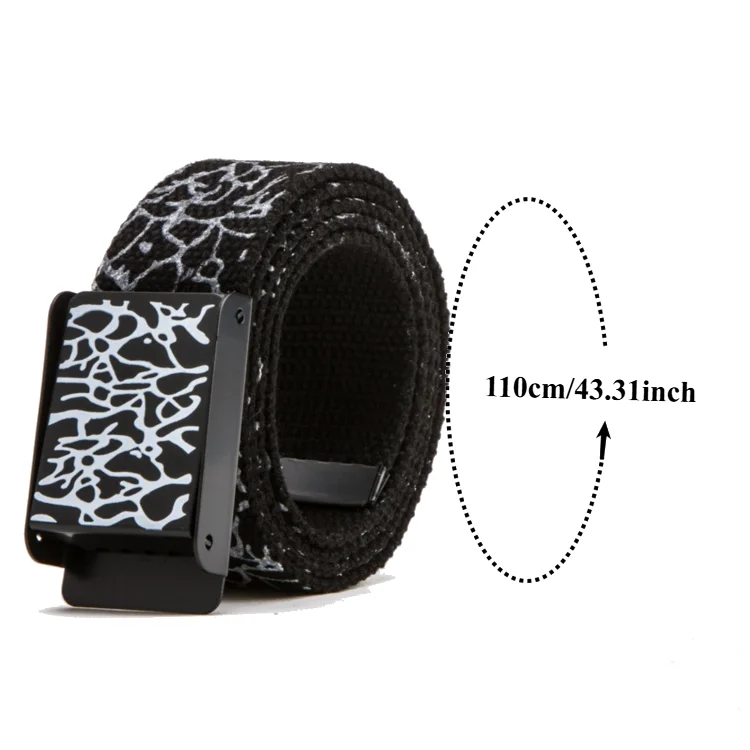 Stylish Graffiti-Printed Korean-Style Trendy Casual Everyday Belt Sturdy and Durable Niche Canvas Belt for Men and Women