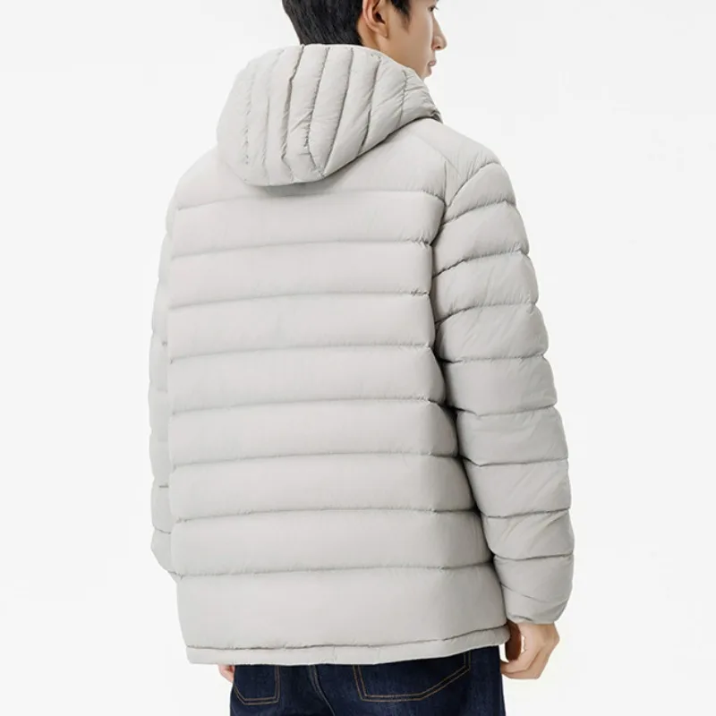 KIDWHXR Thicken Down Coat Men Winter Cold-proof Long Sleeve Hooded Outerwear Man Lighweight Outdoor Sport Casual Male Jacket