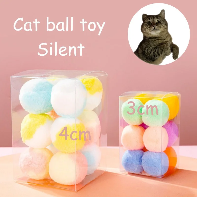 12pcs Cat Toys Plush Ball Candy Color Stretch Cat Ball Interactive Play Pet Chew Toy Pets Accessories Supplies Gift Box 3/4cm